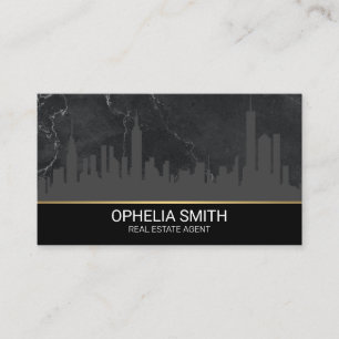 Cartão De Visita Agente imobiliário Marble Linha Skyline Citysc