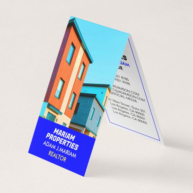 Cartão De Visita Agente Imobiliário Moderno (Foto QR) Dobrado (Frente)