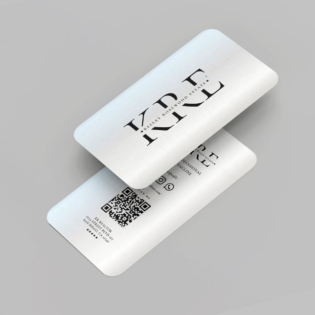 Cartão De Visita Agente Imobiliário Moderno Monograma Silver (Modern Realtor Logo Monogram Real Estate Agent Silver Professional Marketing Elegant Business Card
)