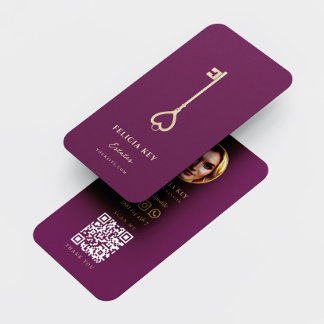 Cartão De Visita Agente Imobiliário Moderno Vintage Chave Dourada Q