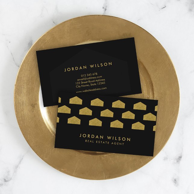Cartão De Visita Agente Imobiliário Preto (Criador carregado)