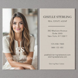 Cartão De Visita Agente Imobiliário Taupe Beige Photo Professional