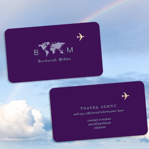 Cartão De Visita Agente Internacional de Viagem Roxo