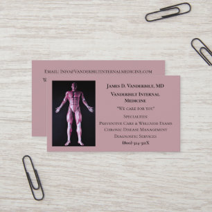 Cartão De Visita Agente Internista Mauve DR. Corpo Humano Medicina