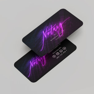 Cartão De Visita Agente Notário de Assinatura Pública Neon Purple M