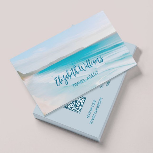 Cartão De Visita Agente Viagem Oceano | Código QR (Criador carregado)