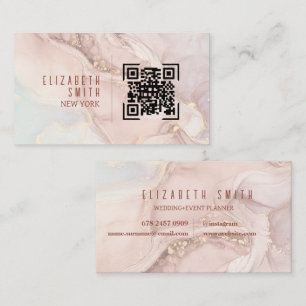 Cartão De Visita Agitação de código QR Dourado rosa-claro