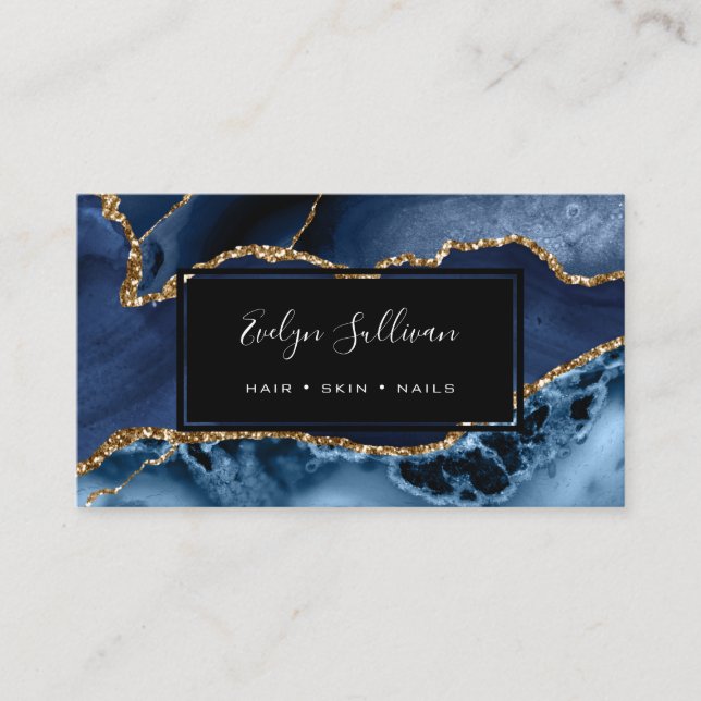 Cartão De Visita agitador azul e dourado (Frente)