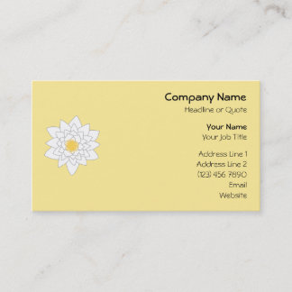 Cartão De Visita Água Lily Flower. Branco e Amarelo. Estilo 2.