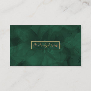 Cartão De Visita Água-marinha Verde Dourado Floral Glamour Elegante