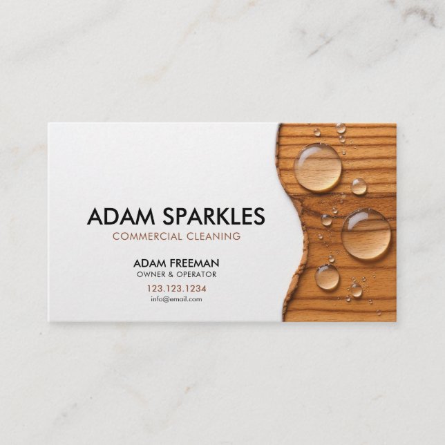 Cartão De Visita Água Moderna Cai Limpeza Comercial (Frente)