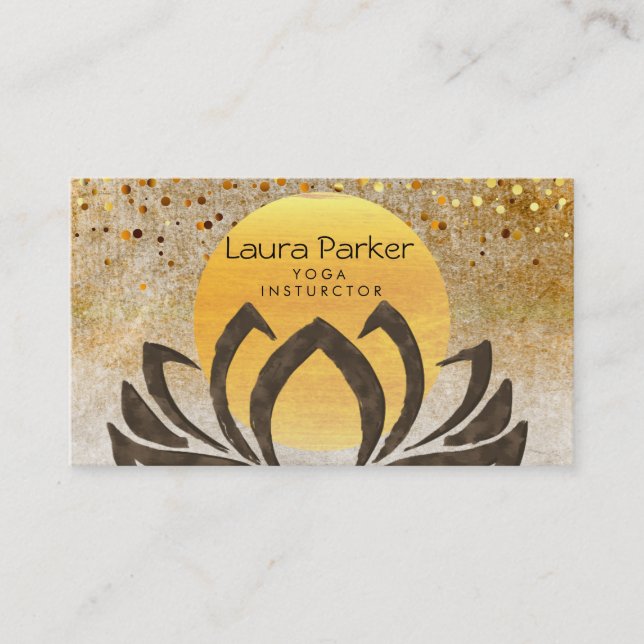 Cartão De Visita Aguarela da flor de Lotus do instrutor da ioga (Frente)