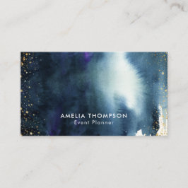 Cartão De Visita Aguarela Dourado Ombre do marinho moderno