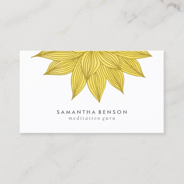 Cartão De Visita Aguarela floral amarela da flor de Lotus | (Frente)