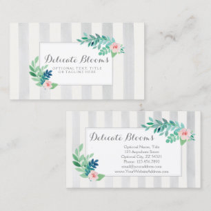 Cartão De Visita Aguarela floral no coral & no Aqua modernos das