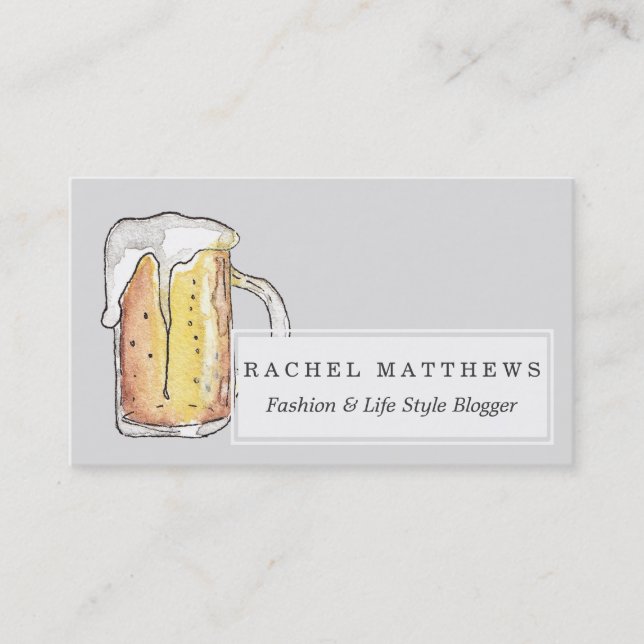 Cartão De Visita Aguarela pintada fria da caneca de cerveja de (Frente)