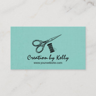 Cartão De Visita Agulhas e Threads de Seamstress Vintage Teal