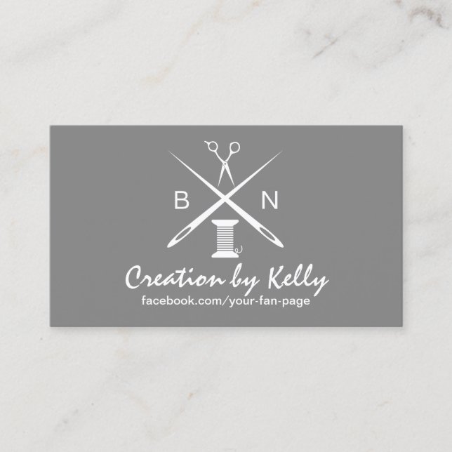 Cartão De Visita Agulhas Sewing da costureira & prata elegante das (Frente)