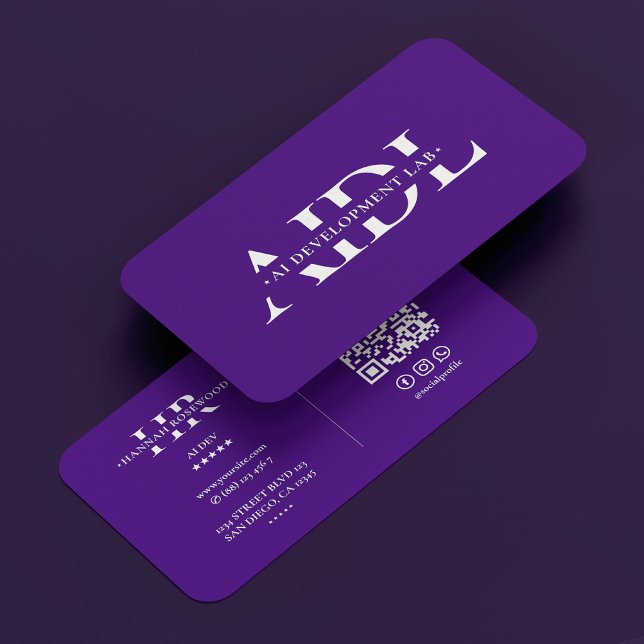 Cartão De Visita AI Inteligência Artificial Monograma Roxo Moderno (AI Artificial Intelligence Purple Monogram Modern Business Card
)