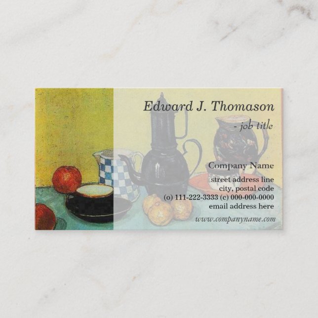 Cartão De Visita Ainda Vida Azul Enamel Coffeepot, Ternware... (Frente)