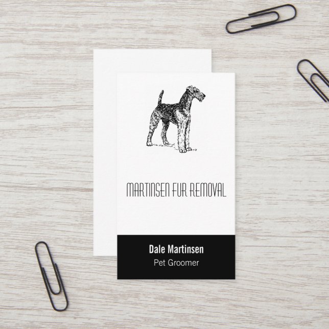 Cartão De Visita Airedale Dog (Frente/Verso In Situ)