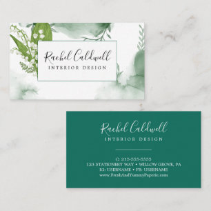 Cartão De Visita Airy Greenery Leaf_White Flower