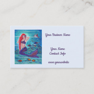 Cartão De Visita Aleanna Mermaid com peixes tropicais por Renee Lav