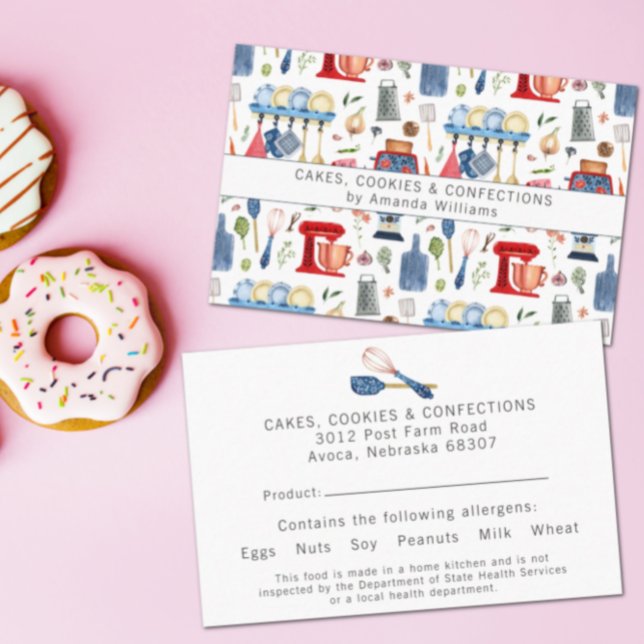 Cartão De Visita Alergênio do Ingrediente da Comida de cozinha domé (Criador carregado)