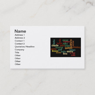 Cartão De Visita Alfabeto fonético de OTAN (fundo escuro)