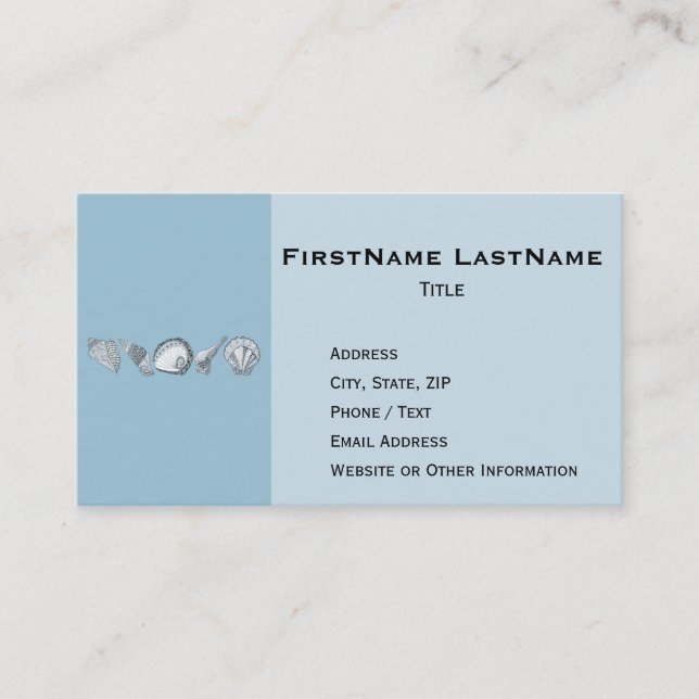 Cartão De Visita Alguns Seashells tirados mão da cor (Frente)