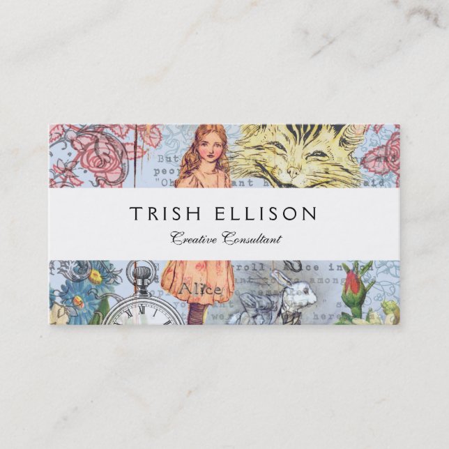 Cartão De Visita Alice no País das Maravilhas Clássico de Cheshire  (Frente)