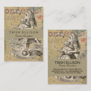 Cartão De Visita Alice no País das Maravilhas Flamingo Classic