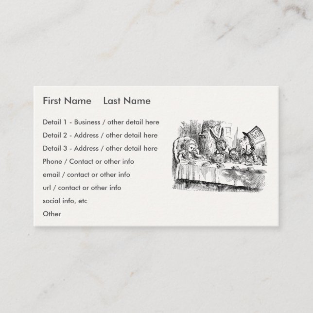 Cartão De Visita Alice no País das Maravilhas - O Partido do Chá do (Frente)