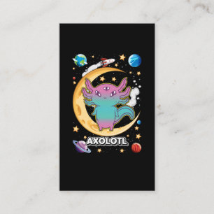 Cartão De Visita Alienígena Axolotl Pastel Crescente do Espaço do