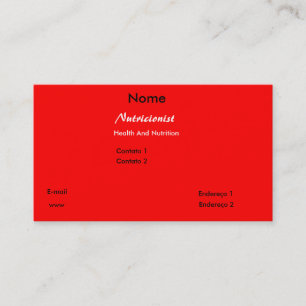 Cartão De Visita Alimentos Água