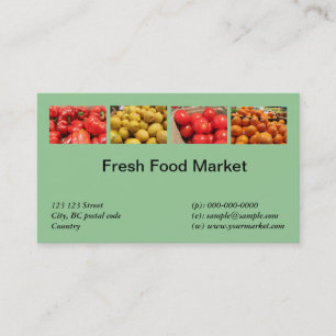 Cartão De Visita Alimentos frescos, frutas, mercado de vegetais