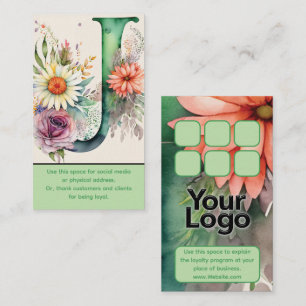 Cartão De Visita Almofada do logotipo de cor aquática floral J Dais