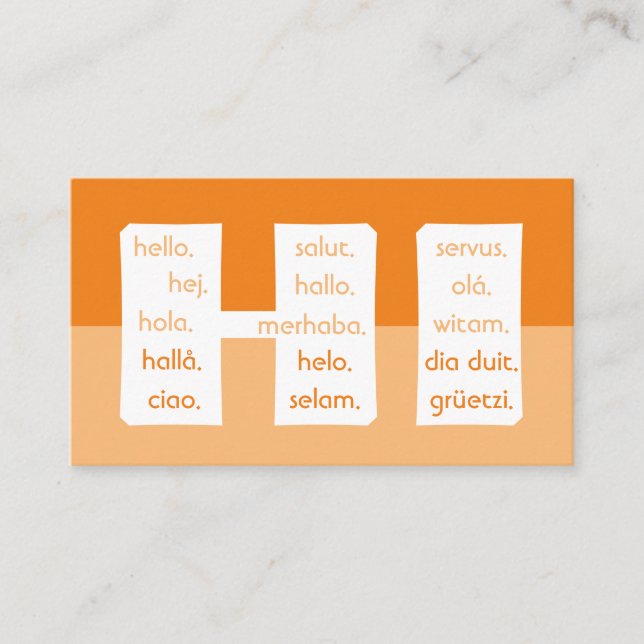 Cartão De Visita Alô das faixas laranja internacionais (Frente)