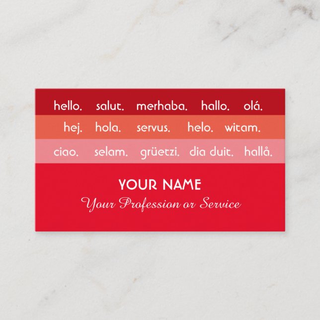 Cartão De Visita Alô das lições internacionais do Red strips (Frente)