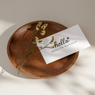 Cartão De Visita Alô Simples, Simples, Branco Limpo de Coração Mode