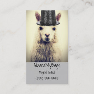 Cartão De Visita Alpaca num Tophat