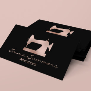 Cartão De Visita Alterações da máquina de costura de folhas rosa Go