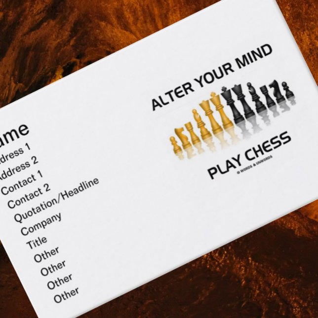Cartão De Visita Altere Sua Mente Jogando Xadrez (Refletivo Conjunt (Business card for any die-hard chess player who desires for others to alter their minds & play chess)