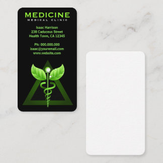 Cartão De Visita Alternativo Medicina Verde Caduco Negro Vertical