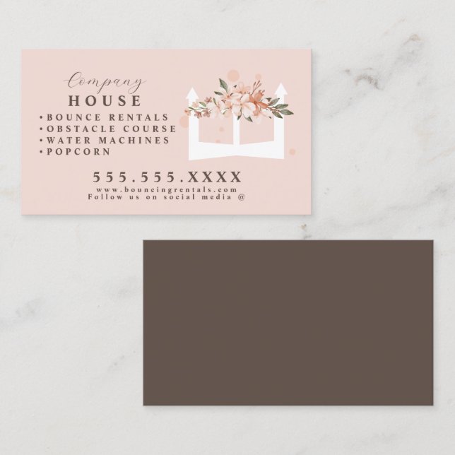 Cartão De Visita Aluguel do Partido Bunt da Casa Branca Inflável (Frente/Verso)