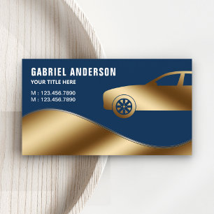Cartão De Visita Aluguer de Carros de Luxo Azul Marinho Dourado com