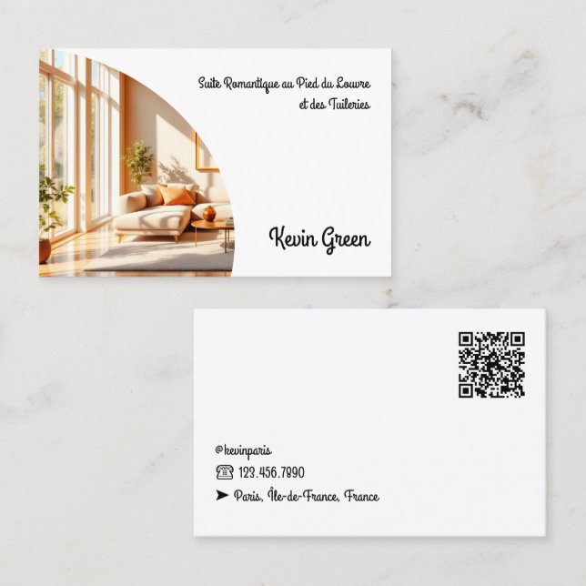 Cartão De Visita Aluguer de Férias Airbnb QR (Frente/Verso)