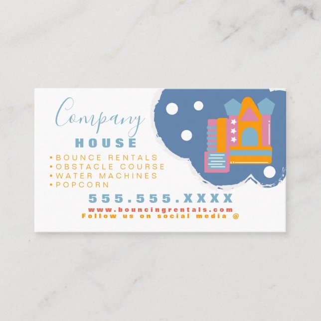 Cartão De Visita Alugueres do Partido de Salto do Castelo Infláveis (Frente)