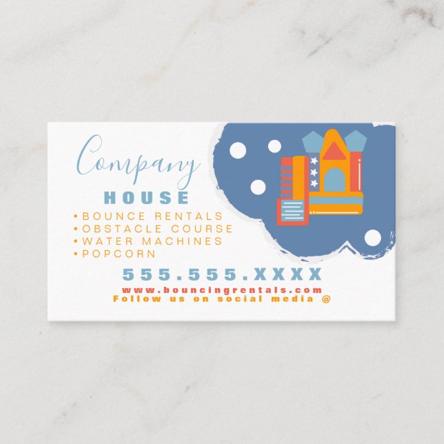 Cartão De Visita Alugueres do Partido de Salto do Castelo Infláveis (Frente)