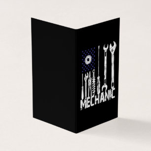 Cartão De Visita Amantes Mecânicas Mechanic USA Flag